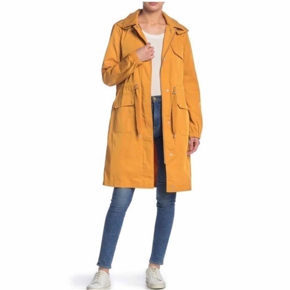 Avec Les Filles Hooded Anorak Jacket Size XS Mustard - Picture 1 of 13